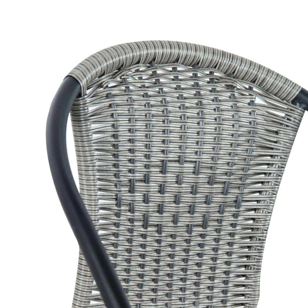 3-Piece Outdoor Bistro Set – PE Rattan Chairs with Tempered Glass Table