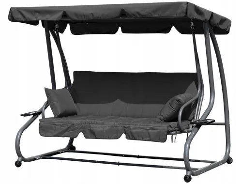 3-Seater Outdoor Swing Bed with Adjustable Recliner - Convertible Lounger