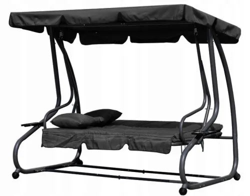 3-Seater Outdoor Swing Bed with Adjustable Recliner - Convertible Lounger