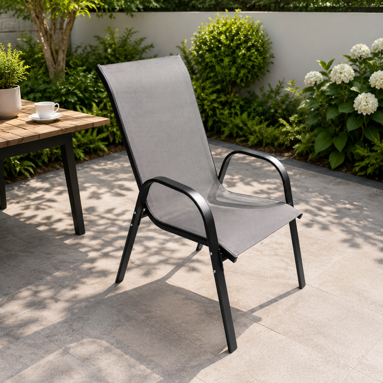 Best Selling Textilene Outdoor Chair with Stackable and Knock Down Options