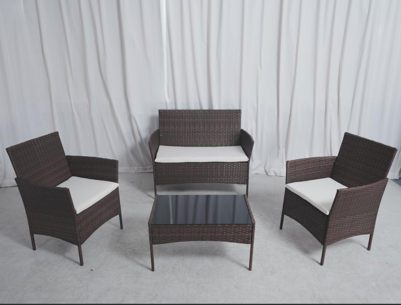 4 piece PE rattan set for outdoor