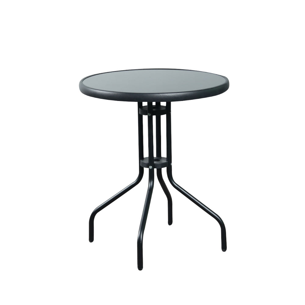 3-Piece Outdoor Bistro Set – PE Rattan Chairs with Tempered Glass Table