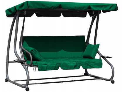 3-Seat Convertible Outdoor Swing Bed – Premium Rattan Hanging Chair with Flat-Recline Canopy & 48mm Reinforced Frame