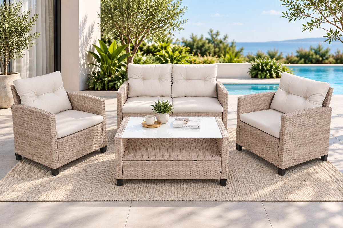 handwoven PE rattan outdoor sofa set