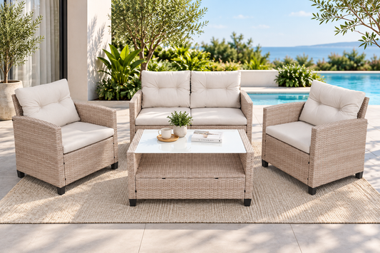 handwoven PE rattan outdoor sofa set