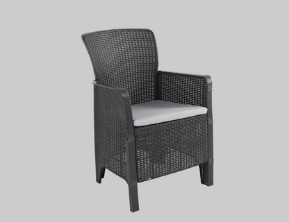 Plastic chair with cushion