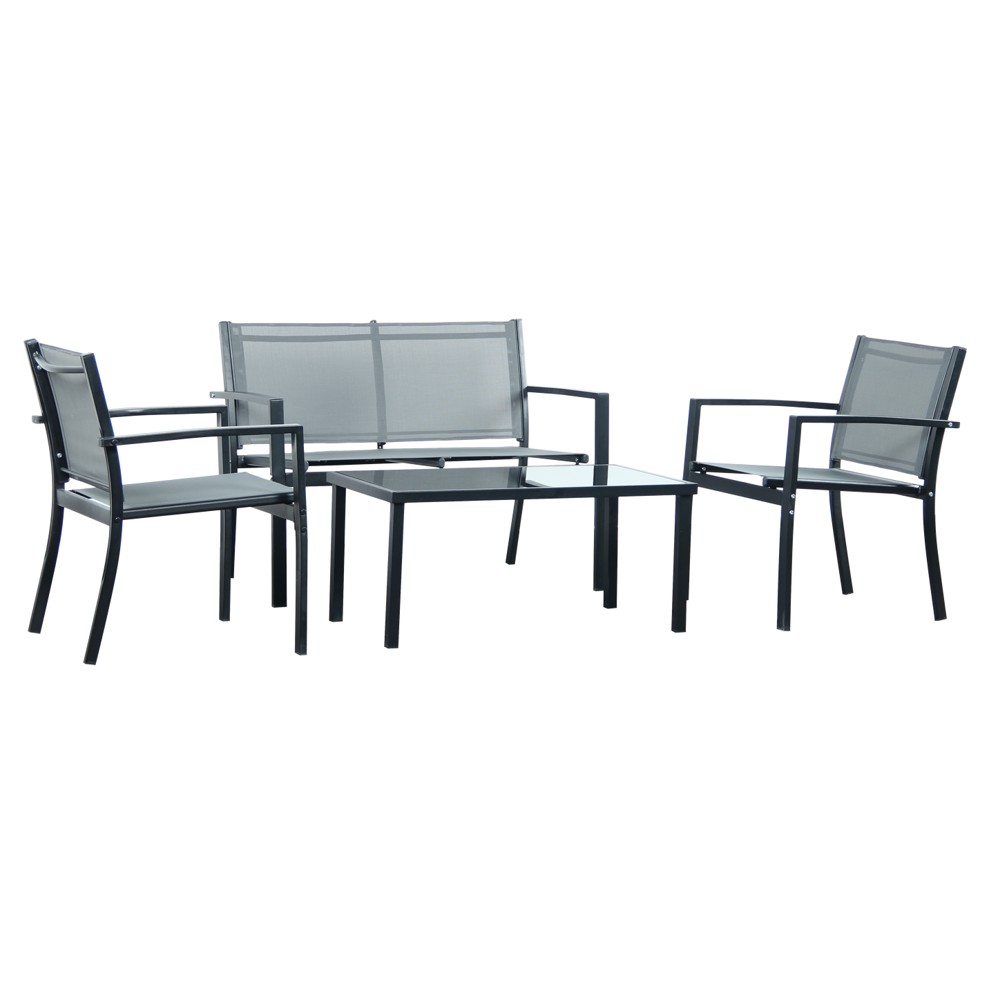 Outdoor 4-Piece Garden Set – Modern Patio Furniture with Tempered Glass Table