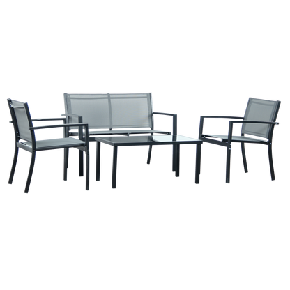 Outdoor 4-Piece Garden Set – Modern Patio Furniture with Tempered Glass Table