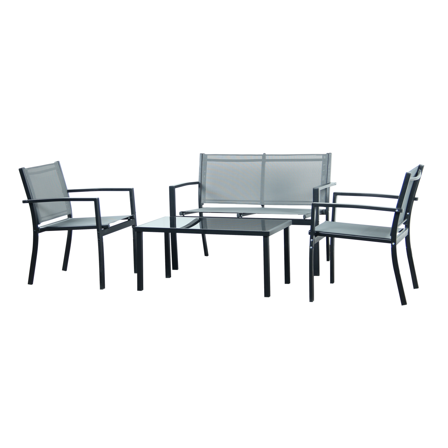 Outdoor 4-Piece Garden Set – Modern Patio Furniture with Tempered Glass Table