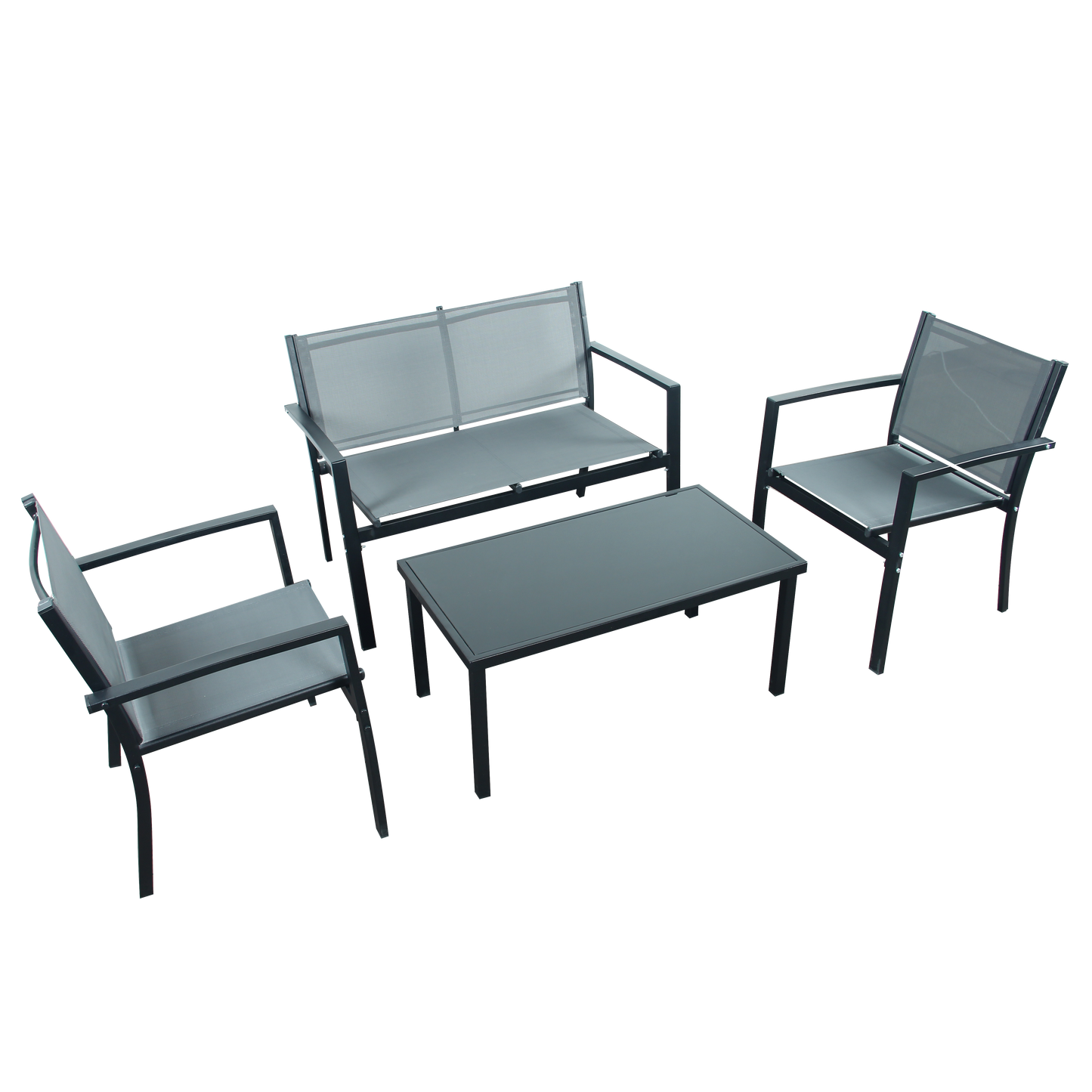 Outdoor 4-Piece Garden Set – Modern Patio Furniture with Tempered Glass Table