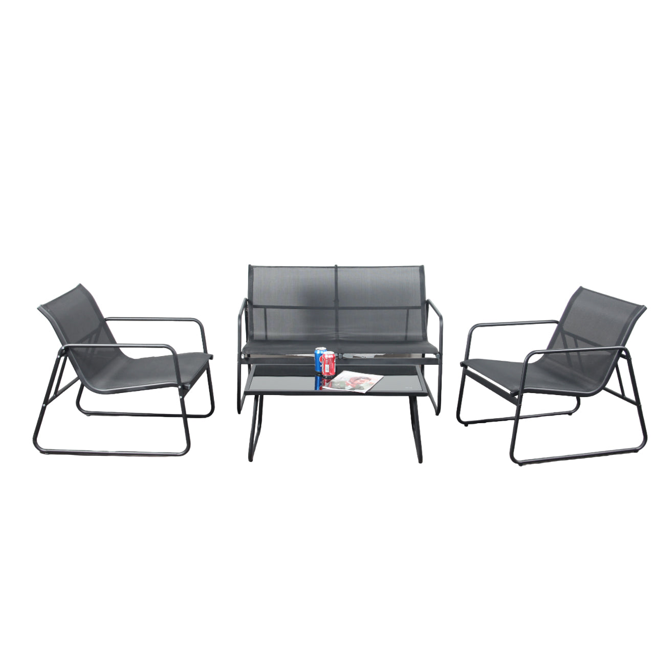 Modern Outdoor Textilene 4-Piece Patio Set – Sleek, Durable &amp; Perfect for Poolside or Balcony