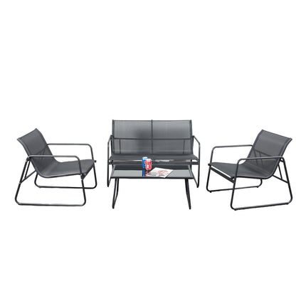 Modern Outdoor Textilene 4-Piece Patio Set – Sleek, Durable &amp; Perfect for Poolside or Balcony