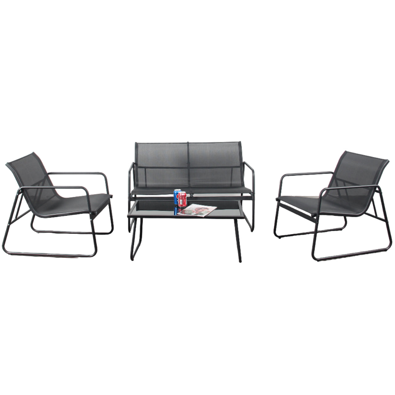Modern Outdoor Textilene 4-Piece Patio Set – Sleek, Durable &amp; Perfect for Poolside or Balcony
