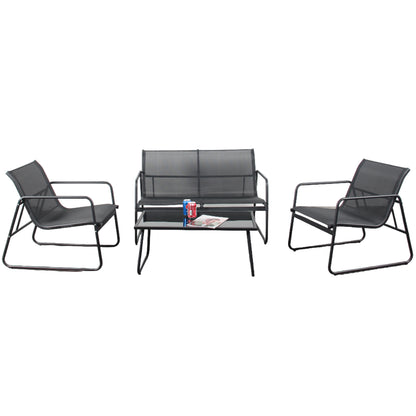 Modern Outdoor Textilene 4-Piece Patio Set – Sleek, Durable &amp; Perfect for Poolside or Balcony