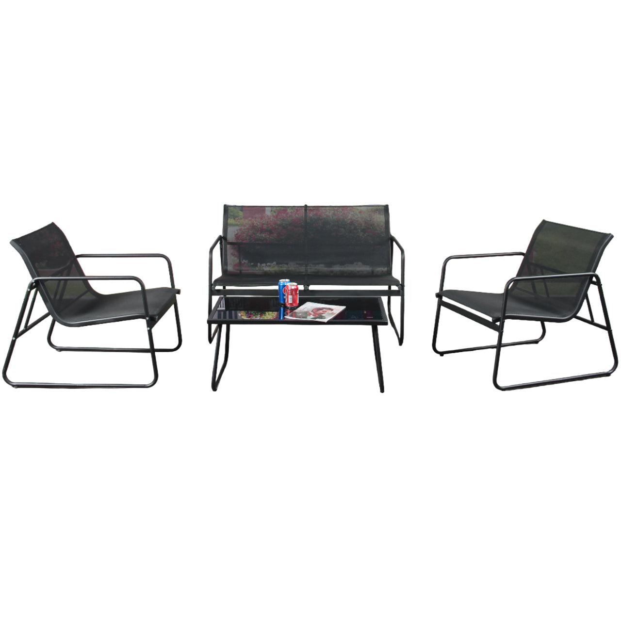 Modern Outdoor Textilene 4-Piece Patio Set – Sleek, Durable &amp; Perfect for Poolside or Balcony
