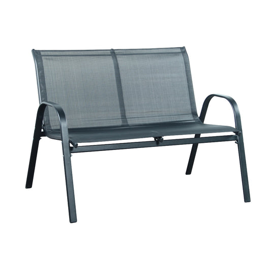 Modern Sling Outdoor Patio Set – 4-Piece Conversation Set with Bench, Chairs & Coffee Table