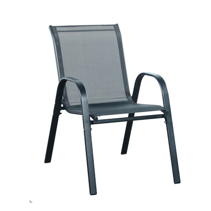 Modern Sling Outdoor Patio Set – 4-Piece Conversation Set with Bench, Chairs & Coffee Table
