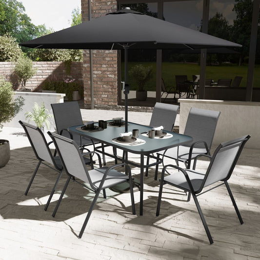 6 Seater Outdoor Dining Set with Umbrella | Patio Furniture Supplier