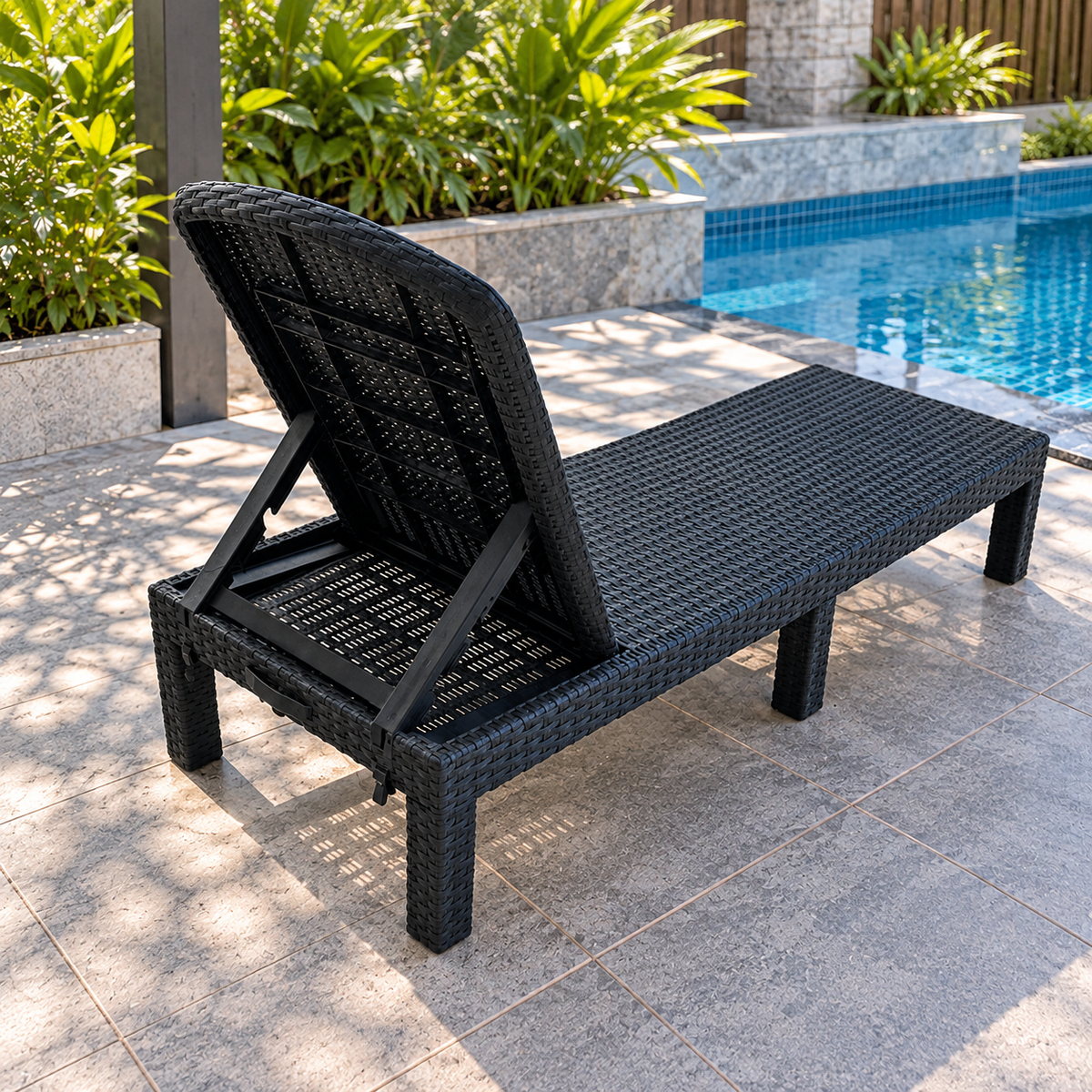 4-position adjustable sun lounger for garden patio and poolside