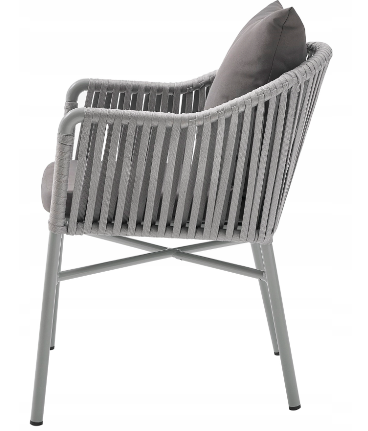 6 Seater Outdoor Dining Set with Rope Chairs & Plastic Wood Table