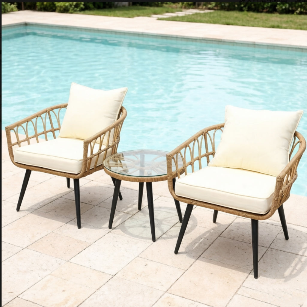 Outdoor Rattan Chair Set with Table | Poolside & Hotel Patio Furniture Supplier