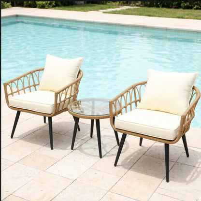 Outdoor Rattan Chair Set with Table | Poolside & Hotel Patio Furniture Supplier