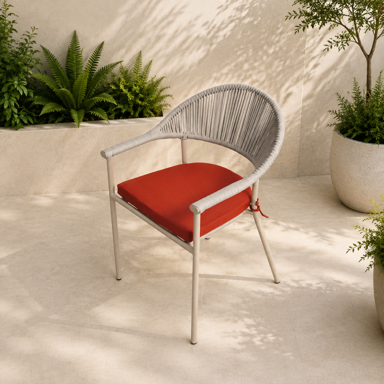 Rope chair with cushion