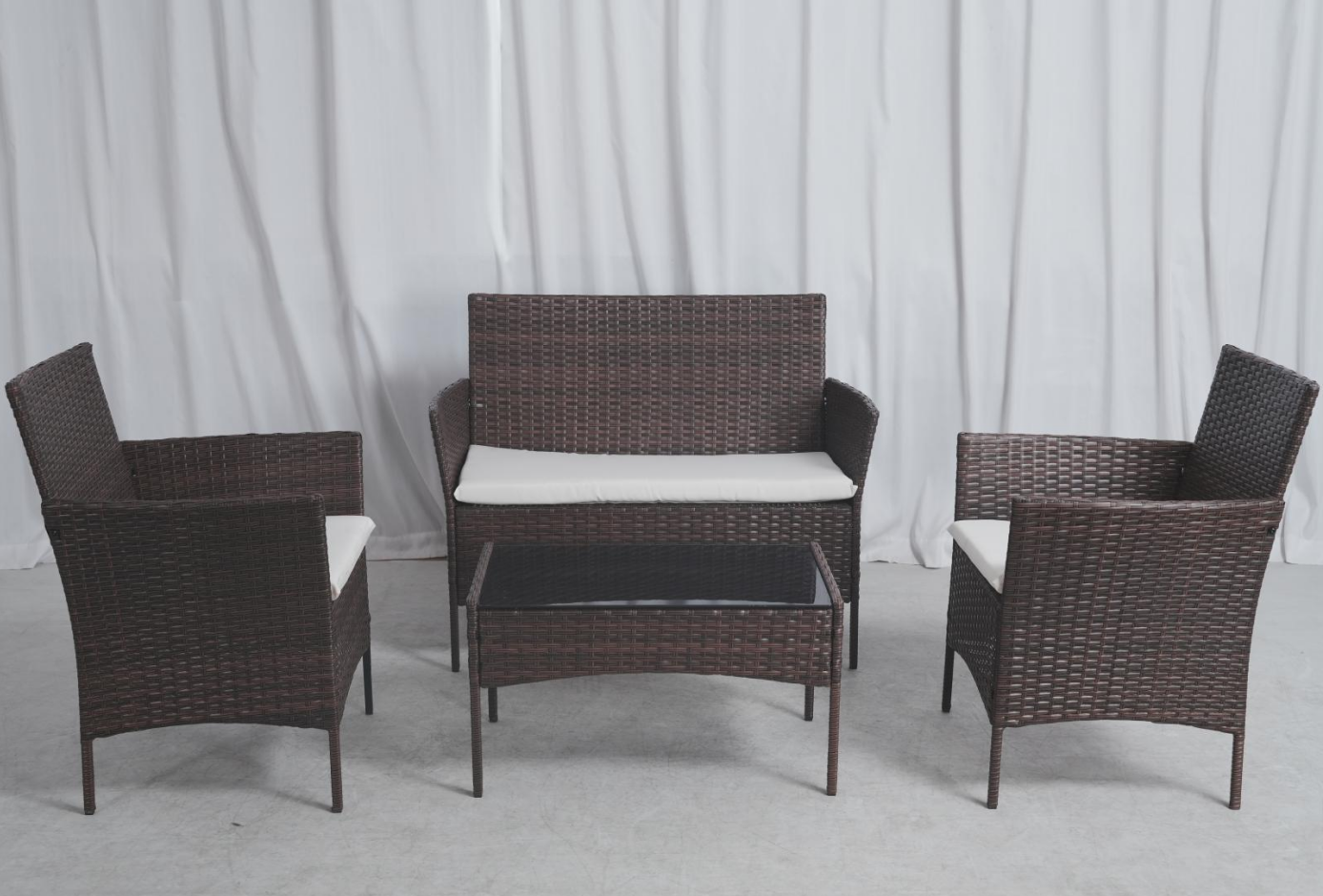 garden furniture with tempered glass table