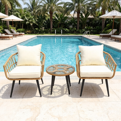 Outdoor Rattan Chair Set with Table | Poolside & Hotel Patio Furniture Supplier