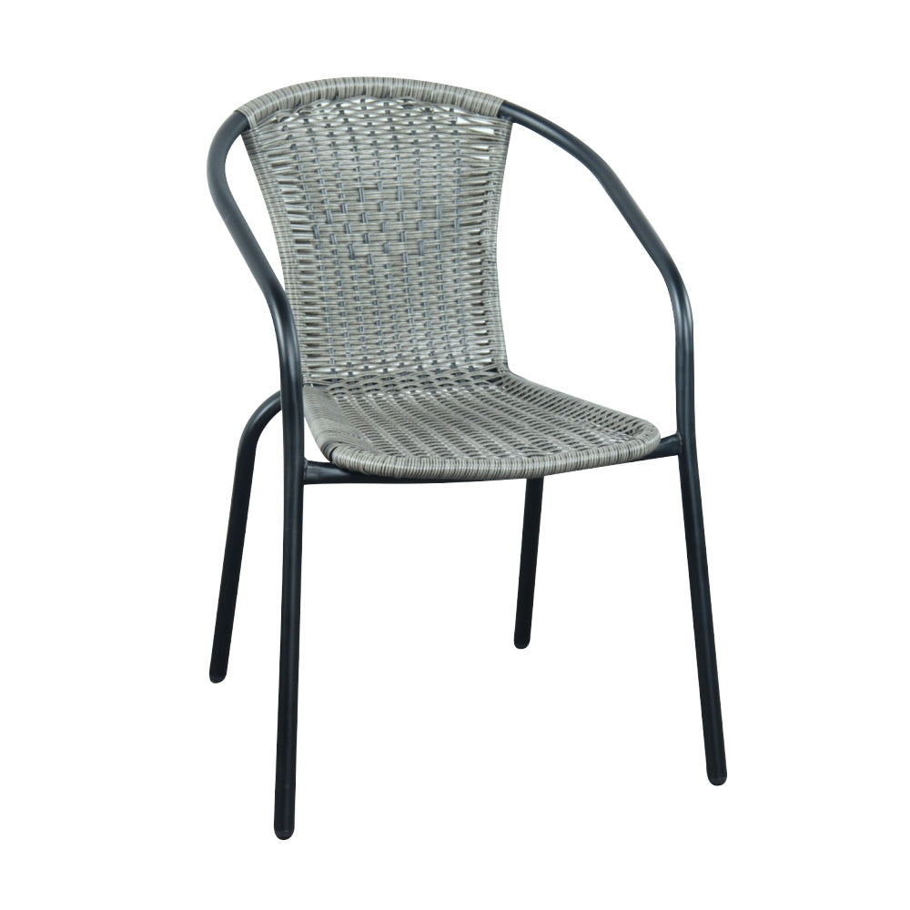 3-Piece Outdoor Bistro Set – PE Rattan Chairs with Tempered Glass Table