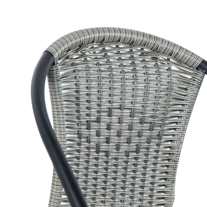 3-Piece Outdoor Bistro Set – PE Rattan Chairs with Tempered Glass Table