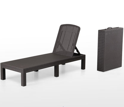 Rattan Effect Plastic Sun Lounger – 4-Position Adjustable Garden Lounger