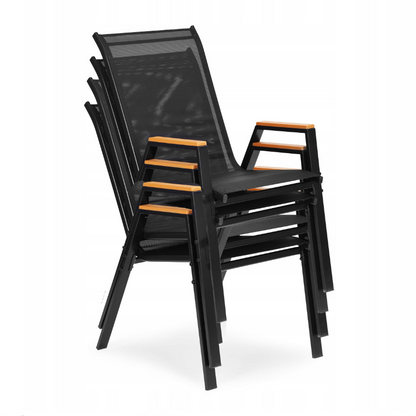 stackable Textilene outdoor dining chair with steel frame