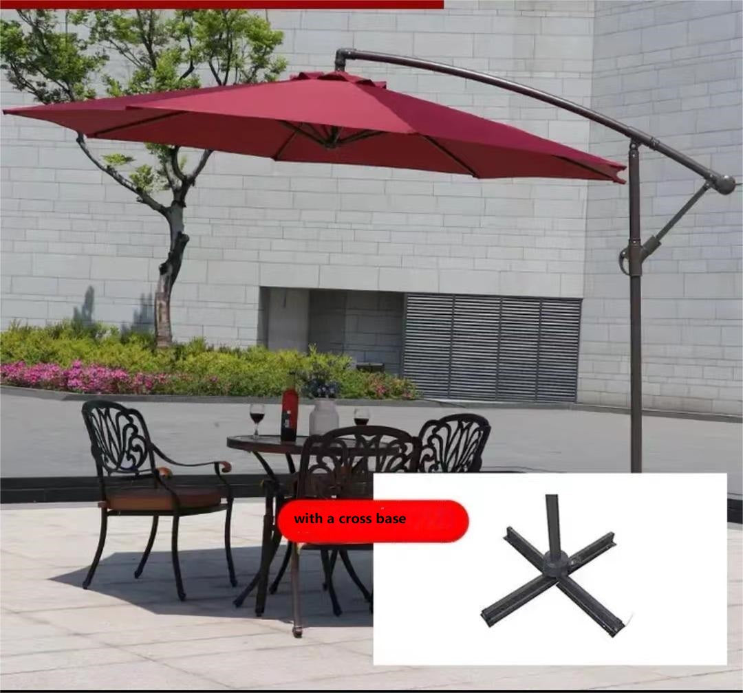 3M (10FT) Banana Cantilever Patio Umbrella – Powder-Coated Steel Frame Garden Parasol with Adjustable Tilt & Rotation