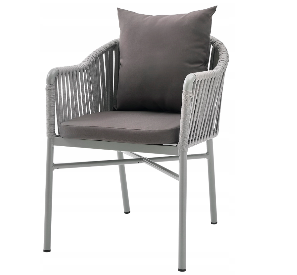 6 Seater Outdoor Dining Set with Rope Chairs & Plastic Wood Table