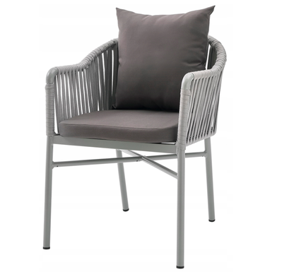6 Seater Outdoor Dining Set with Rope Chairs & Plastic Wood Table
